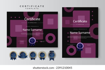 Certificate template background with abstract geometric element decoration for award ceremony, diploma graduation, online course, seminar certificates