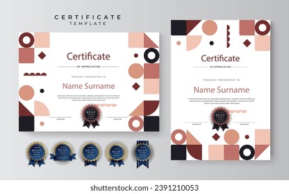 Certificate template background with abstract geometric element decoration for award ceremony, diploma graduation, online course, seminar certificates