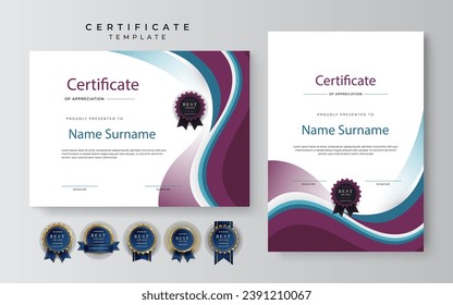 Certificate template background with abstract geometric element decoration for award ceremony, diploma graduation, online course, seminar certificates
