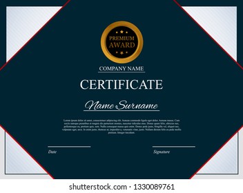 Certificate template Background. Award diploma design blank. Vector Illustration EPS10