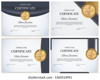 Certificate template Background Collection Set. Award diploma design blank. Vector Illustration EPS10