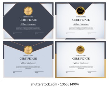 Certificate template Background Collection Set. Award diploma design blank. Vector Illustration EPS10