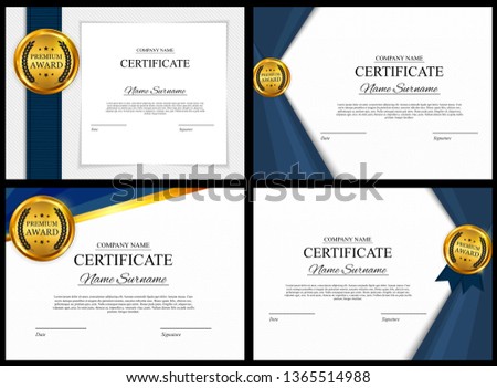 Certificate template Background Collection Set. Award diploma design blank. Vector Illustration EPS10