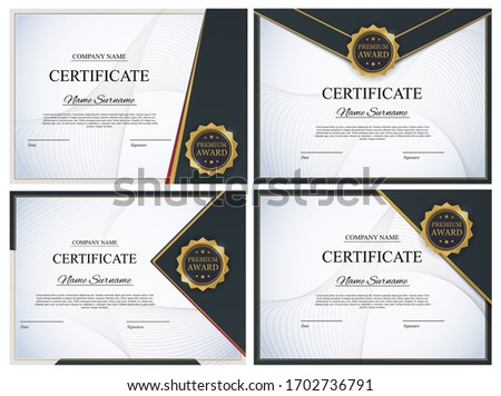 Certificate template Background Collection Set. Award diploma design blank. Vector Illustration EPS10