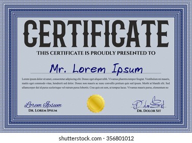 Certificate template. With background. Excellent design. Money style.