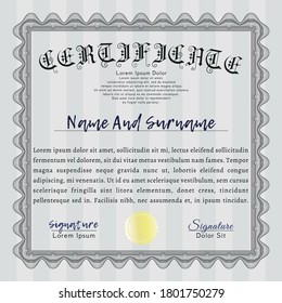 Certificate template.  Beauty design.  Printer friendly.    Grey color.