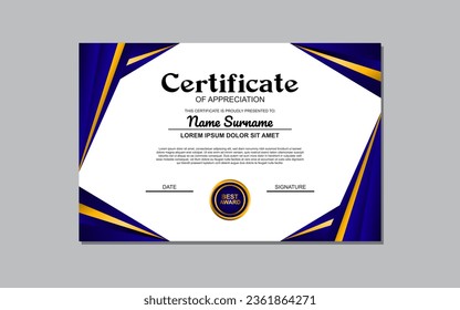  The "Certificate Template with a Blue and Gold Design" is an elegant and customizable design suitable for creating formal certificates or awards with a touch of sophistication.