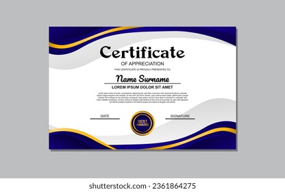  The "Certificate Template with a Blue and Gold Design" is an elegant and customizable design suitable for creating formal certificates or awards with a touch of sophistication.