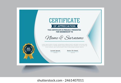 Certificate Template with Blue and Silver Color Variation for multipurpose use like Achievement, Diploma, Award, Graduation, Completion, Appreciation etc.