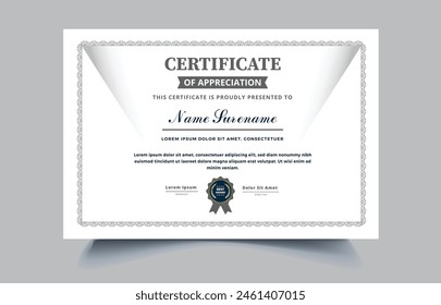 Certificate Template with Blue and Silver Color Variation for multipurpose use like Achievement, Diploma, Award, Graduation, Completion, Appreciation etc.