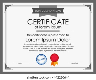 Certificate template with border, executive formal style