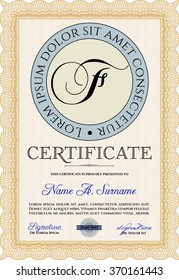 Certificate template. Border, frame.Artistry design. With complex linear background. 