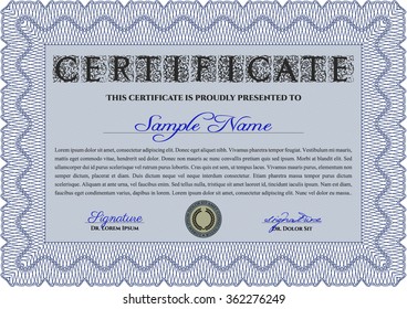 Plantilla de certificado. Borde, marco.Excelente diseño. Fácil de imprimir. 