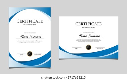 Modelo de borda de modelo de certificado com padrão de linha moderno e luxuoso. Certificado de realização, diploma de prêmios. design vetorial.