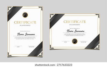 Certificate template border template with luxury and modern line pattern. Certificate of achievement, awards diploma. vector design.