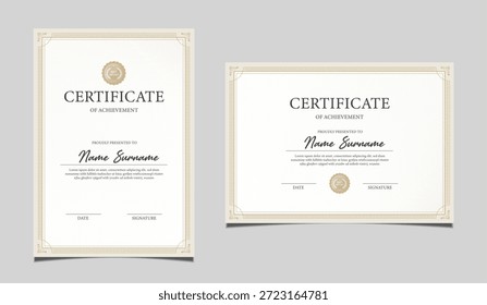 Modelo de borda de modelo de certificado com padrão de linha moderno e luxuoso. Certificado de realização, diploma de prêmios. design vetorial.
