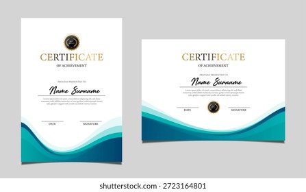Certificate template border template with luxury and modern line pattern. Certificate of achievement, awards diploma. vector design.