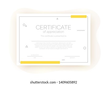 Certificate template for business, courses, competition in abstract minimalism style. Trendy diploma layout, blank