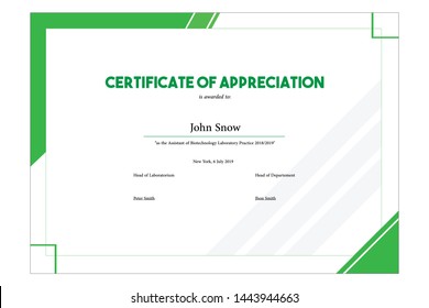 Certificate template for business and school with green border.