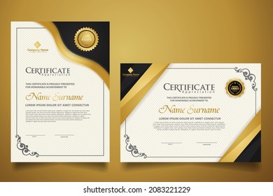 certificate template with classic frame and modern pattern, diploma, vector illustration