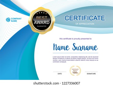 Certificate template clean and modern for diploma, official or different awards Vector illustration