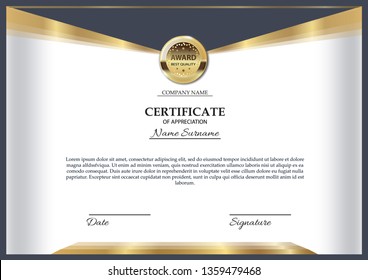 Certificate Template Clean Modern Diploma Official Stock Vector ...