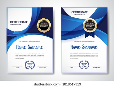 Certificate template clean and modern for diploma, official or different awards Vector illustration