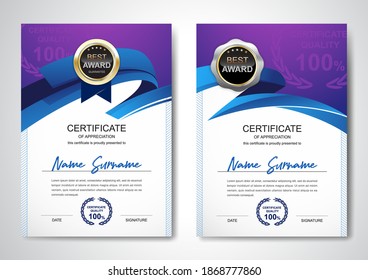 Certificate template clean and modern for diploma, official or different awards Vector illustration