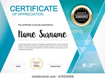 Certificate Template Clean Modern Diploma Official Stock Vector ...