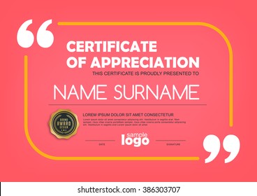 certificate template with clean and modern pattern,quote and note,Vector illustration 