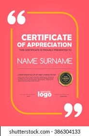 Certificate Template With Clean And Modern Pattern,quote And Note,Vector Illustration 