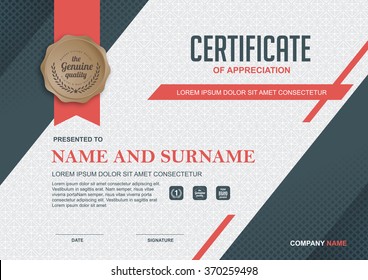 Certificate Template With Clean And Modern Pattern,Vector Illustration 