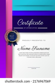 Certificate template with colorful abstract geometric border texture in A4 portrait size. Vector illustration for education diploma, business award certificate, event recognition template and more
