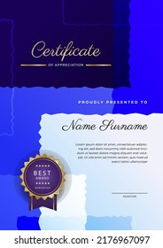 Certificate template with colorful abstract geometric border texture in A4 portrait size. Vector illustration for education diploma, business award certificate, event recognition template and more