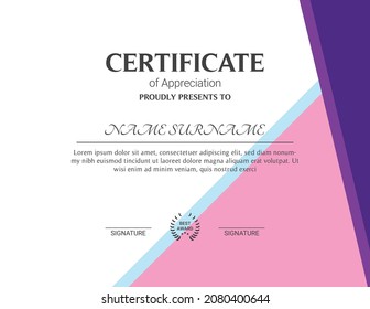 plantilla de certificado premios coloridos elegante lujo simple diversión vector moderno
