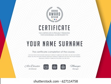 certificate template with colorful pattern,diploma,Vector illustration 