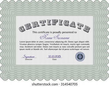 Certificate template. Complex design. With background. Vector certificate template.