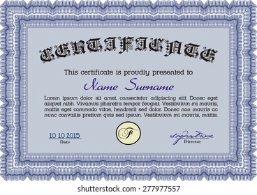 Certificate template. Complex design. With linear background. Diploma of completion.