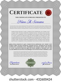 Certificate template. Cordial design. Easy to print. Customizable, Easy to edit and change colors. Grey color.