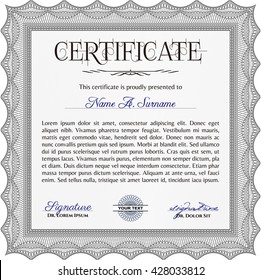 Certificate template. Customizable, Easy to edit and change colors. Easy to print. Nice design. Grey color.
