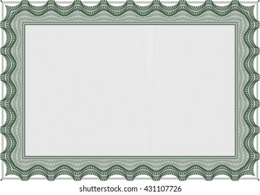 Certificate template. Customizable, Easy to edit and change colors. Cordial design. Easy to print. Green color.
