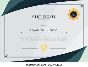 Certificate template. Dark blue color combination. EPS 10