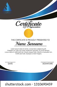 certificate template deisgn with golden wave - Vector