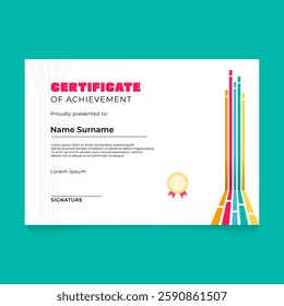 Certificate Template Design with Abstract Line Perspective Composition