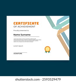 Certificate Template Design with Abstract Line Stroke Composition
