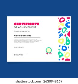 Certificate Template Design with Abstract Splash Liquid Border