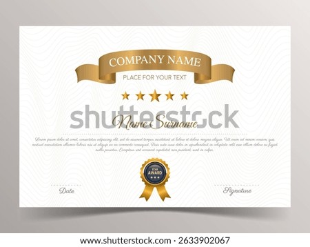 Certificate Template Design Achievement with an Elegant and luxurious certificate awards template