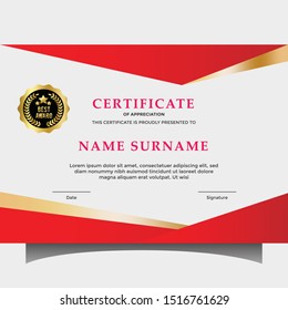 certificate template design with best award symbol