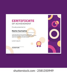 Certificate Template Design with Circular Abstract Graphic Theme