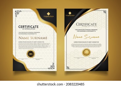 certificate template with design classic frame combine modern pattern, diploma, vector illustration